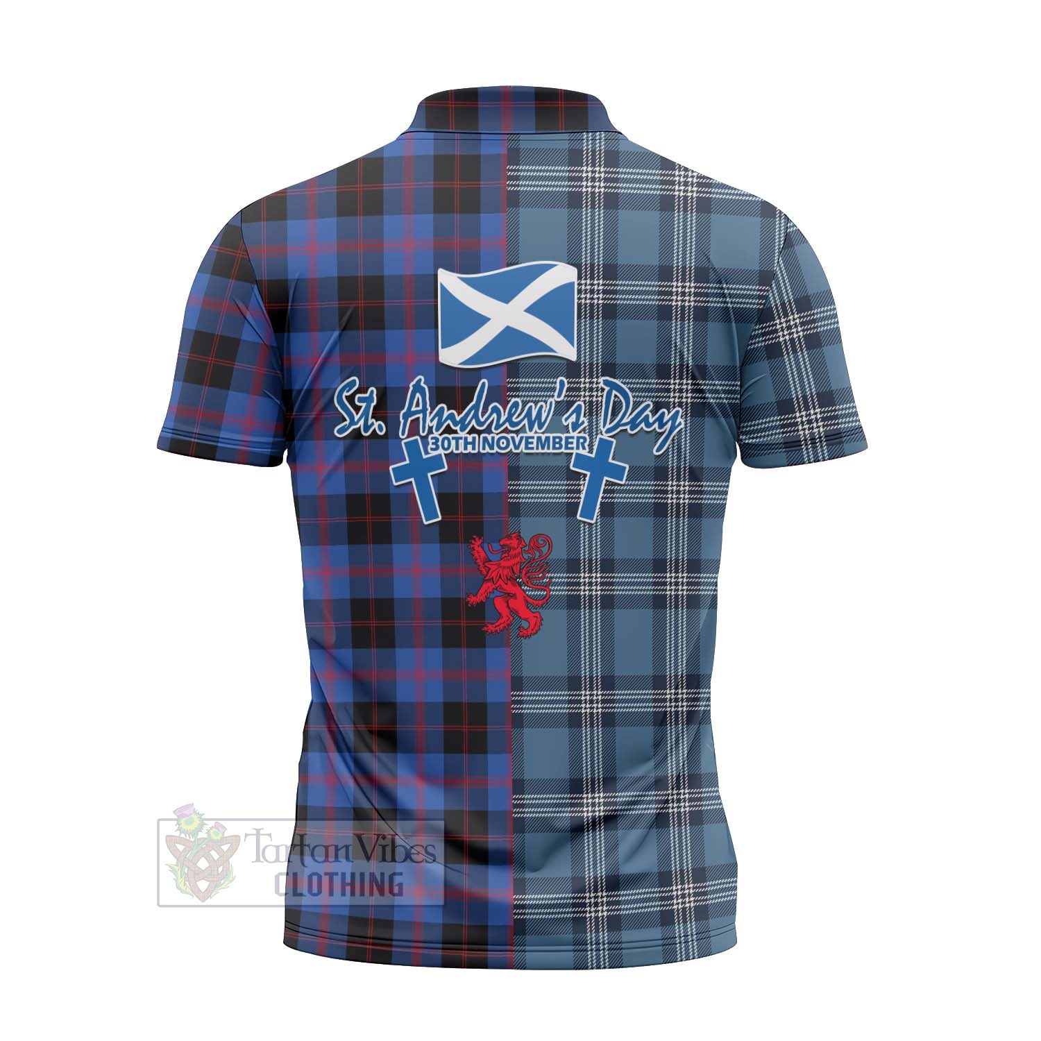 Tartan Vibes Clothing Maule Tartan Zipper Polo Shirt Happy St. Andrew's Day Half Tartan Style
