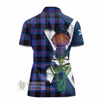 Maule Tartan Family Crest Women's Polo Shirt Scottish Thistle Celtic Inspired
