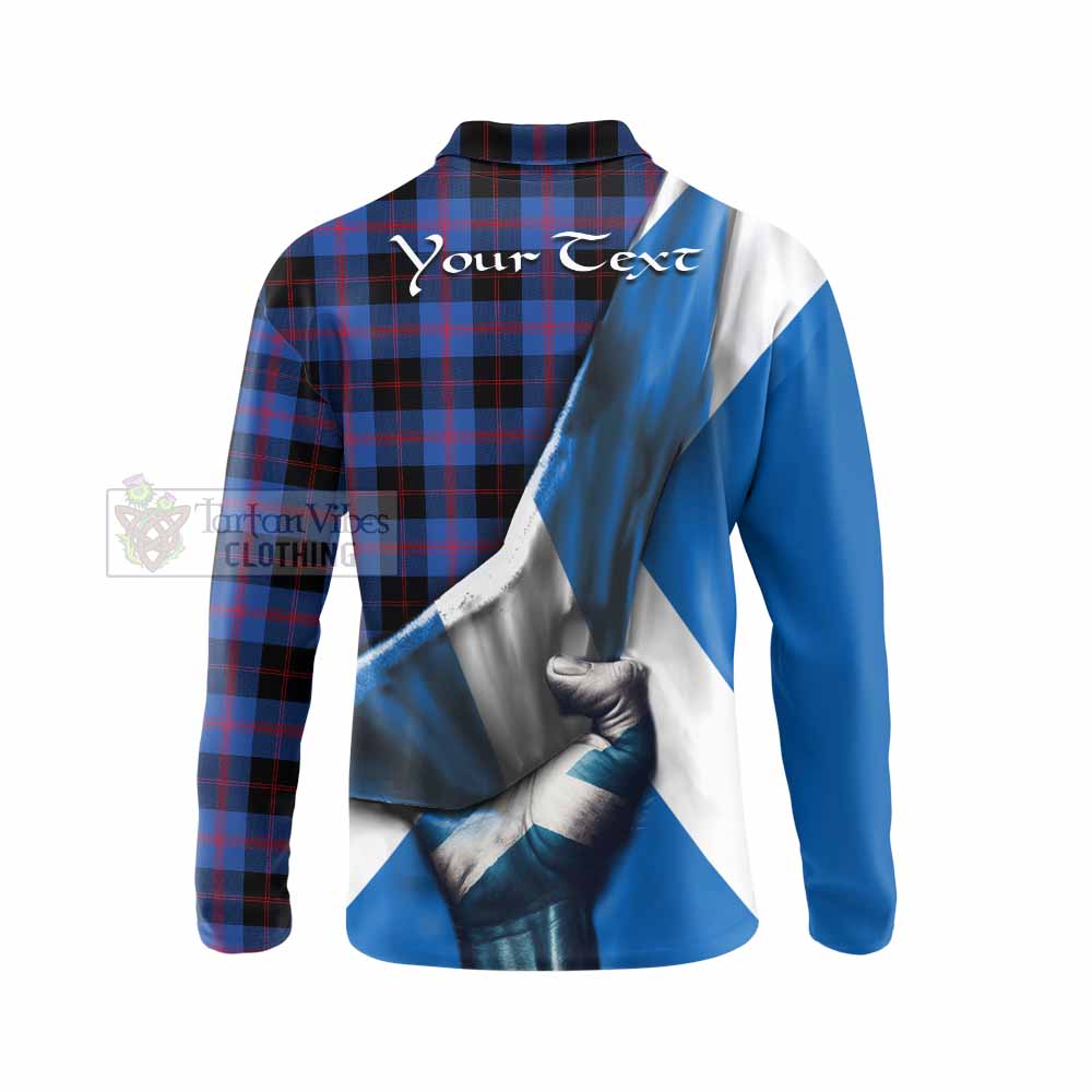 Tartan Vibes Clothing Maule Tartan Long Sleeve Polo Shirt with Family Crest Scotland Patriotic Style