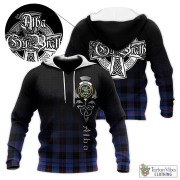 Maule Tartan Knitted Hoodie Featuring Alba Gu Brath Family Crest Celtic Inspired