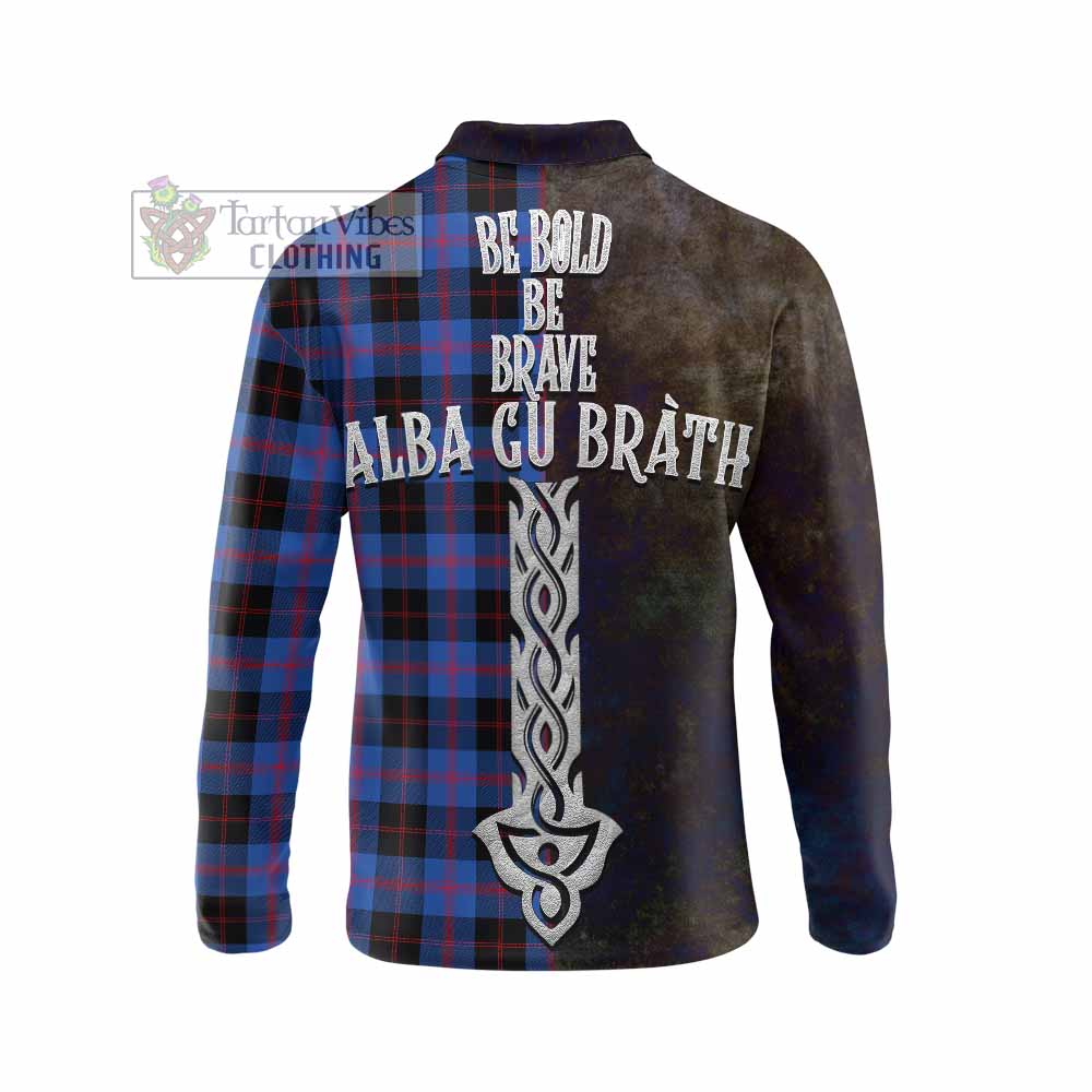 Tartan Vibes Clothing Maule Tartan Family Crest Long Sleeve Polo Shirt Alba Gu Brath Be Brave Lion Ancient Style
