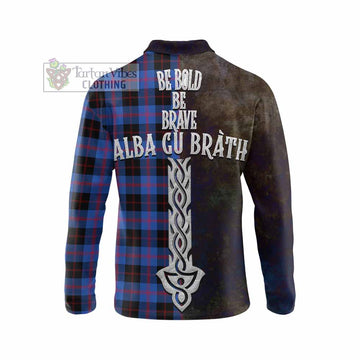 Maule Tartan Family Crest Long Sleeve Polo Shirt Alba Gu Brath Be Brave Lion Ancient Style