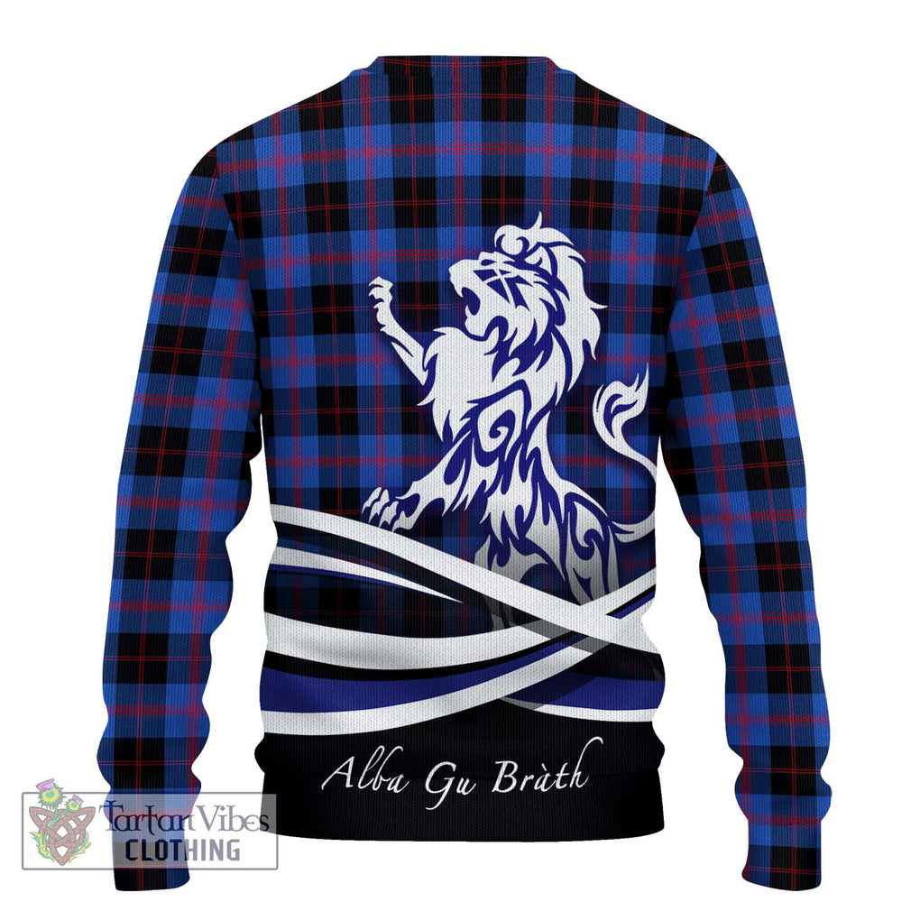 Maule Tartan Knitted Sweater with Alba Gu Brath Regal Lion Emblem - Tartanvibesclothing Shop