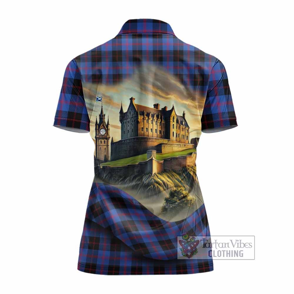 Tartan Vibes Clothing Maule Tartan Family Crest Women's Polo Shirt with Scottish Ancient Castle Stype