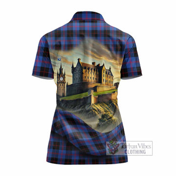 Maule Tartan Family Crest Women's Polo Shirt with Scottish Ancient Castle Style