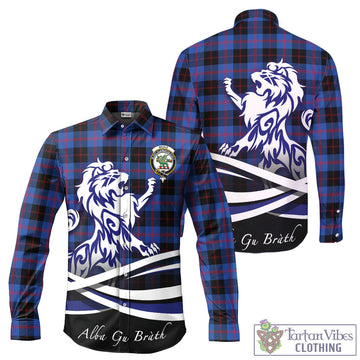 Maule Tartan Long Sleeve Button Up Shirt with Alba Gu Brath Regal Lion Emblem