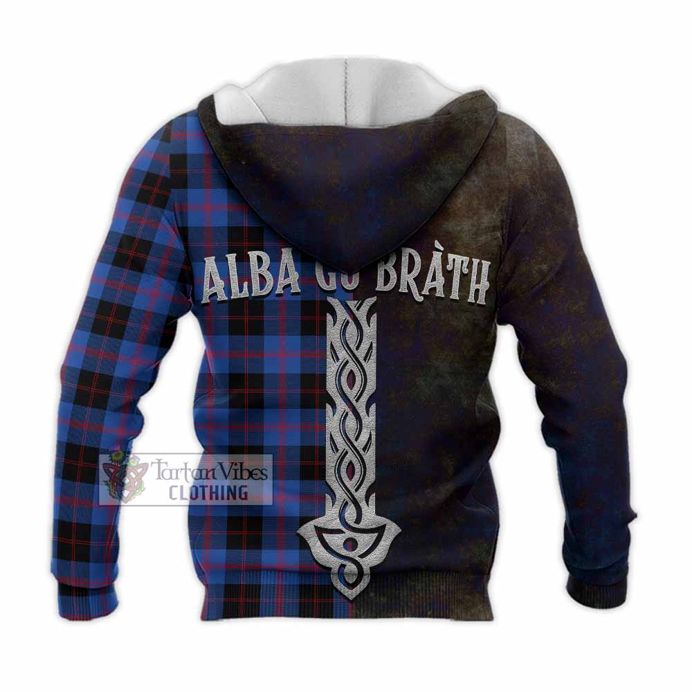 Tartan Vibes Clothing Maule Tartan Family Crest Knitted Hoodie Alba Gu Brath Be Brave Lion Ancient Style