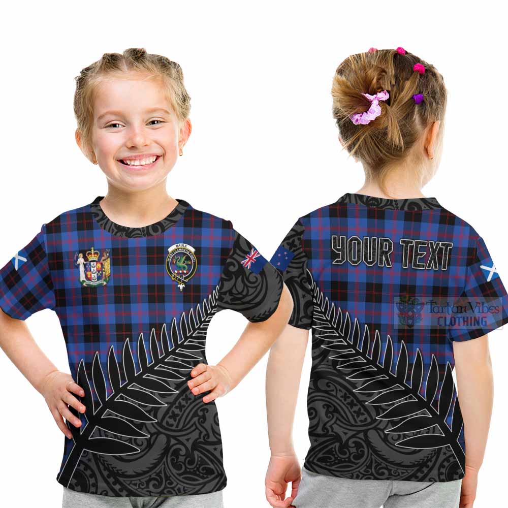 Tartan Vibes Clothing Maule Crest Tartan Kid T-Shirt with New Zealand Silver Fern Half Style