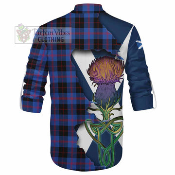 Tartan Vibes Clothing Maule Tartan Family Crest Ghillie Kilt Shirt Scottish Thistle Celtic Inspired