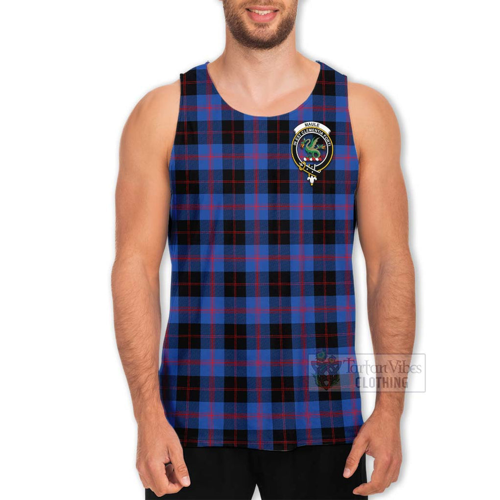 Tartan Vibes Clothing Maule Tartan Men's Tank Top with Family Crest and Bearded Skull Holding Bottles of Whiskey