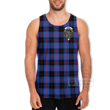 Tartan Vibes Clothing Maule Tartan Men's Tank Top with Family Crest and Bearded Skull Holding Bottles of Whiskey