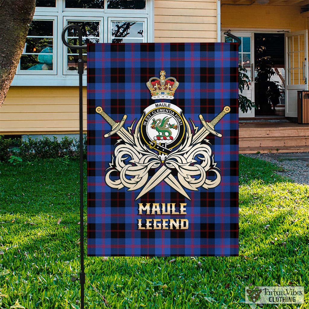 Tartan Vibes Clothing Maule Tartan Flag with Clan Crest and the Golden Sword of Courageous Legacy