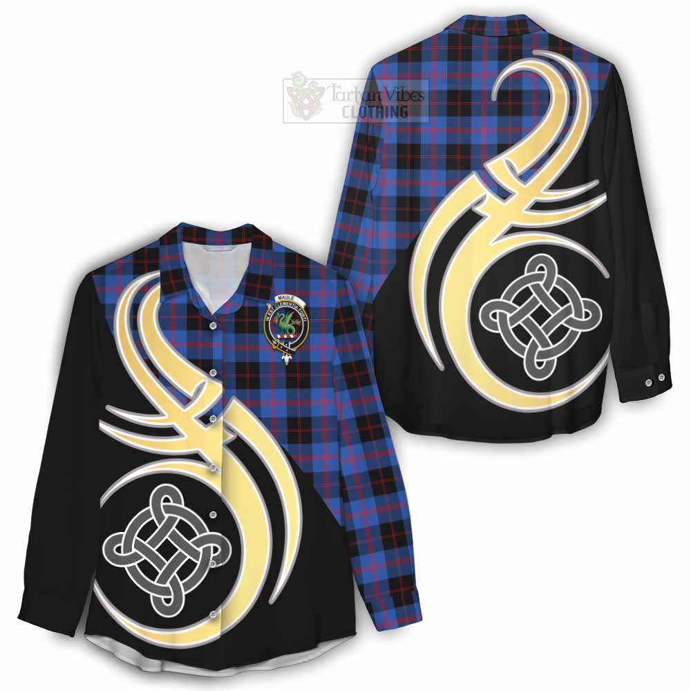 Tartan Vibes Clothing Maule Tartan Women's Casual Shirt with Family Crest and Celtic Symbol Style