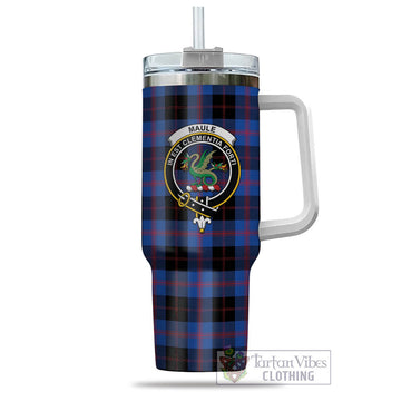 Maule Tartan and Family Crest Tumbler with Handle