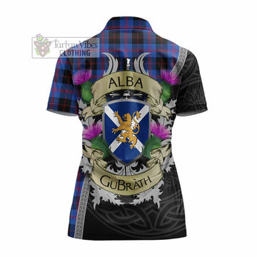 Maule Tartan Family Crest Women's Polo Shirt Lion Rampant Royal Thistle Shield Celtic Inspired