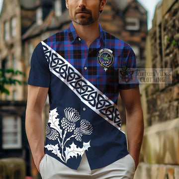 Maule Tartan Hawaiian Shirt Featuring Thistle and Scotland Map