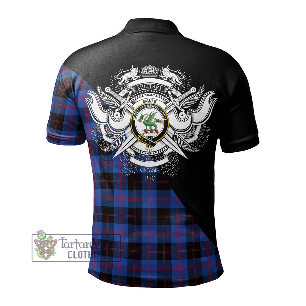 Maule Tartan Polo Shirt with Family Crest and Military Logo Style - Tartanvibesclothing Shop