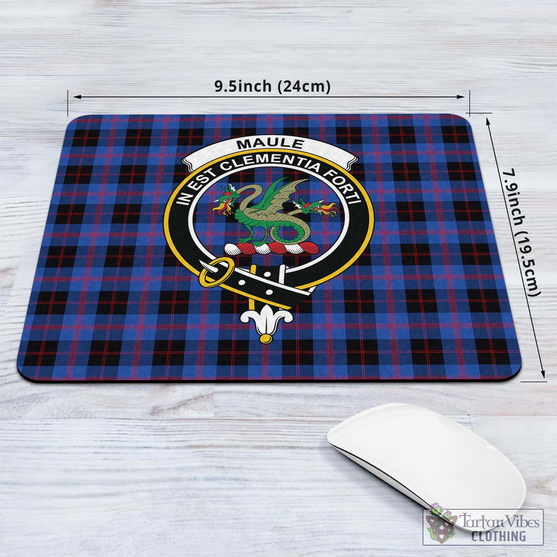 Tartan Vibes Clothing Maule Tartan Mouse Pad with Family Crest