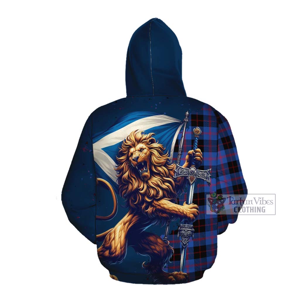 Tartan Vibes Clothing Maule Tartan Family Crest Cotton Hoodie with Scottish Majestic Lion