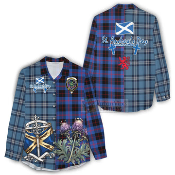 Tartan Vibes Clothing Maule Tartan Women's Casual Shirt Happy St. Andrew's Day Half Tartan Style