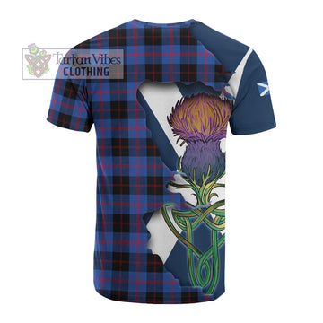 Maule Tartan Family Crest Cotton T-shirt Scottish Thistle Celtic Inspired