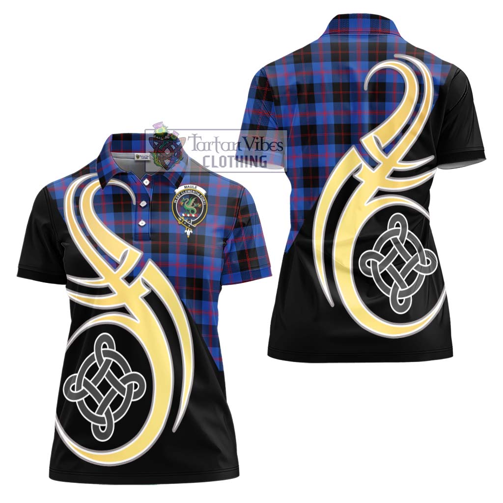 Maule Tartan Women's Polo Shirt with Family Crest and Celtic Symbol Style - Tartan Vibes Clothing