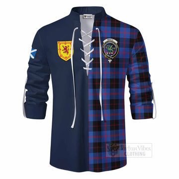 Maule Tartan Ghillie Kilt Shirt Alba with Scottish Lion Royal Arm Half Style