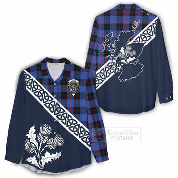 Tartan Vibes Clothing Maule Tartan Women's Casual Shirt Featuring Thistle and Scotland Map