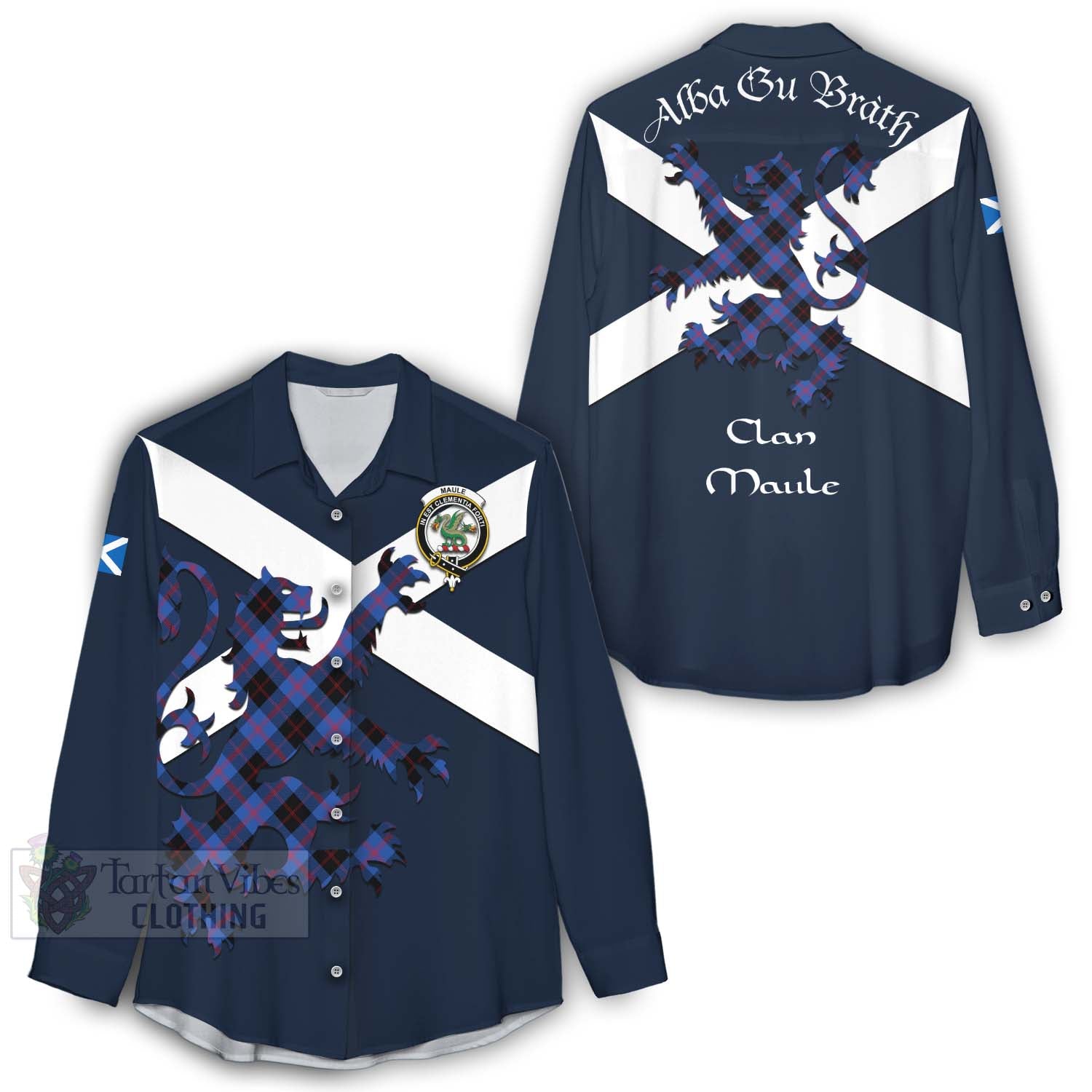 Tartan Vibes Clothing Maule Tartan Lion Rampant Women's Casual Shirt Proudly Display Your Heritage with Alba Gu Brath and Clan Name