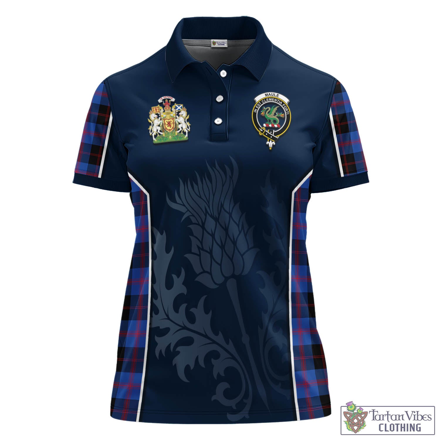 Tartan Vibes Clothing Maule Tartan Women's Polo Shirt with Family Crest and Scottish Thistle Vibes Sport Style