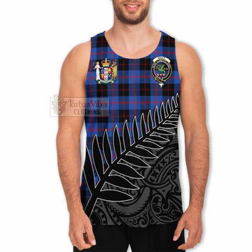Tartan Vibes Clothing Maule Crest Tartan Men's Tank Top with New Zealand Silver Fern Half Style