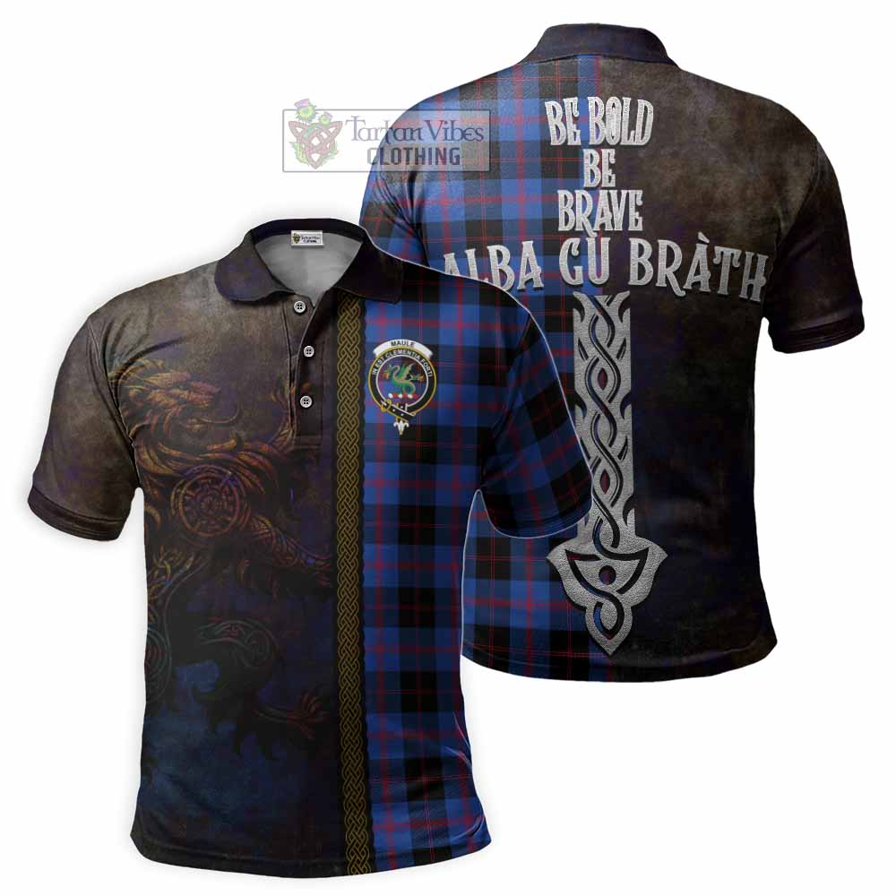 Tartan Vibes Clothing Maule Tartan Family Crest Polo Shirt Alba Gu Brath Be Brave Lion Ancient Style