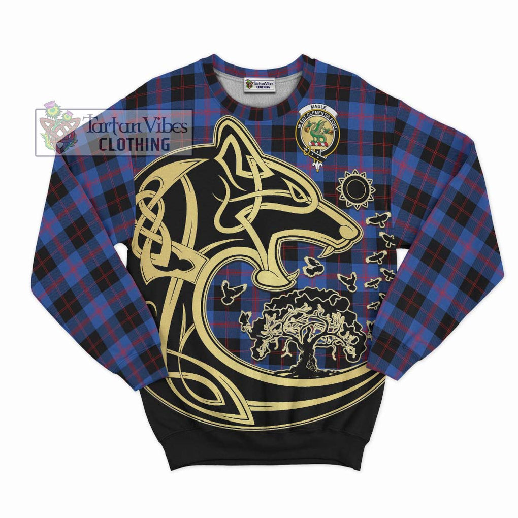Maule Tartan Sweatshirt with Family Crest Celtic Wolf Style - Tartan Vibes Clothing