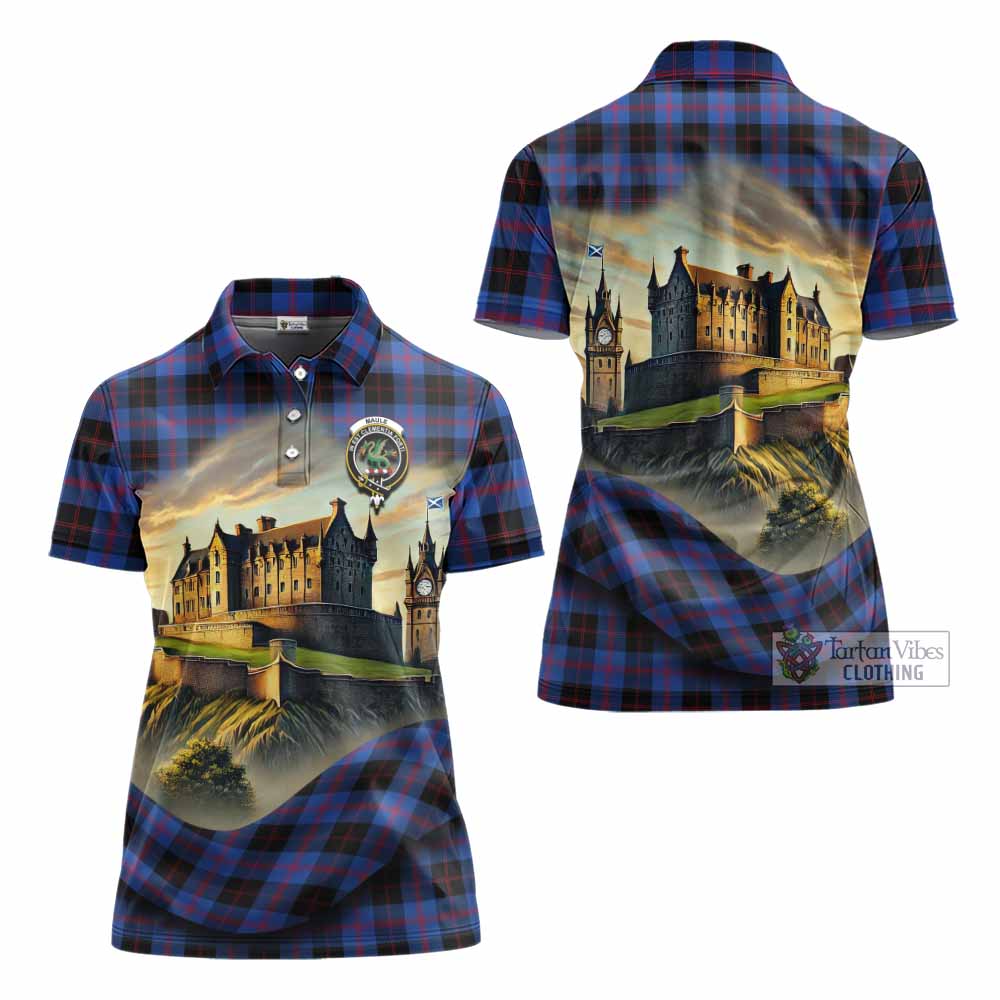 Tartan Vibes Clothing Maule Tartan Family Crest Women's Polo Shirt with Scottish Ancient Castle Stype