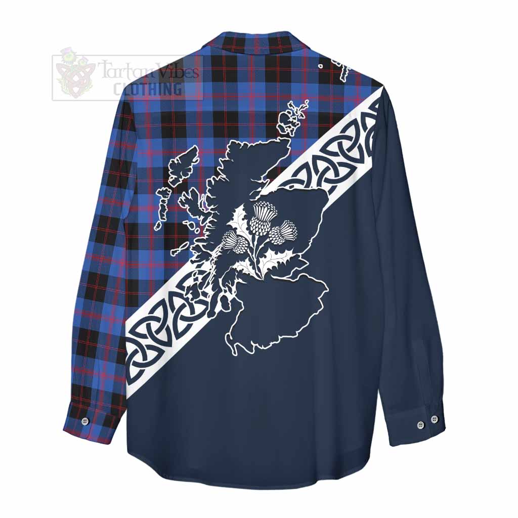 Tartan Vibes Clothing Maule Tartan Women's Casual Shirt Featuring Thistle and Scotland Map
