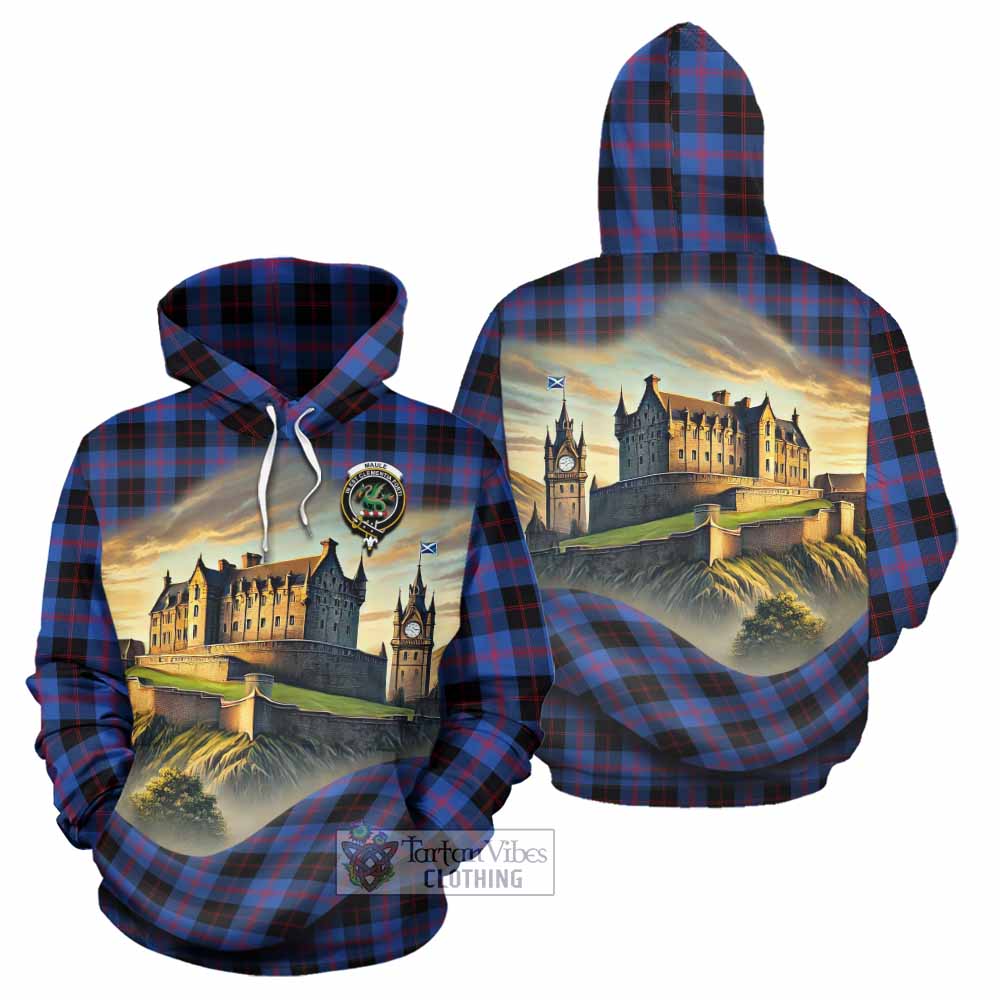 Tartan Vibes Clothing Maule Tartan Family Crest Hoodie with Scottish Ancient Castle Style