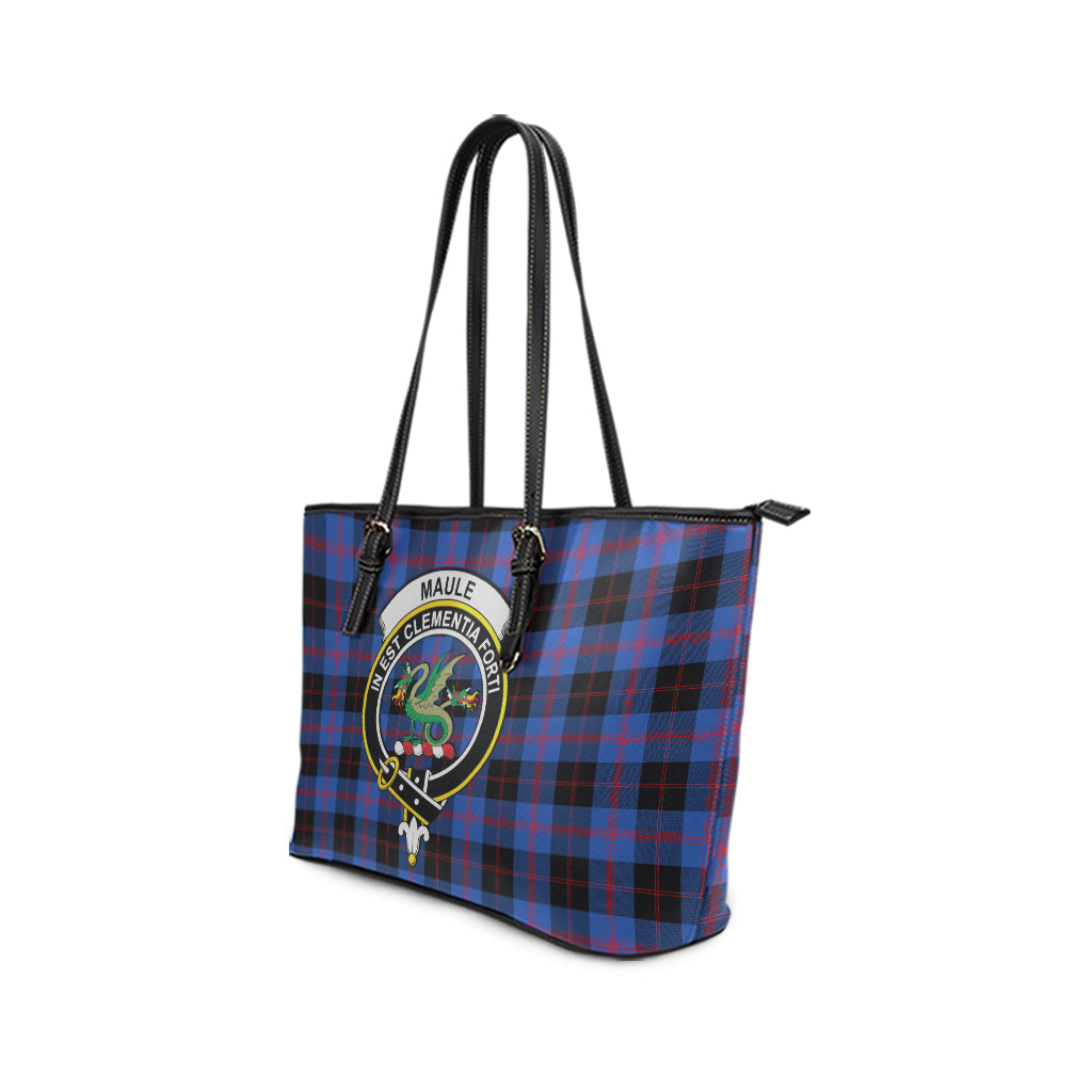 Maule Tartan Leather Tote Bag with Family Crest - Tartan Vibes Clothing