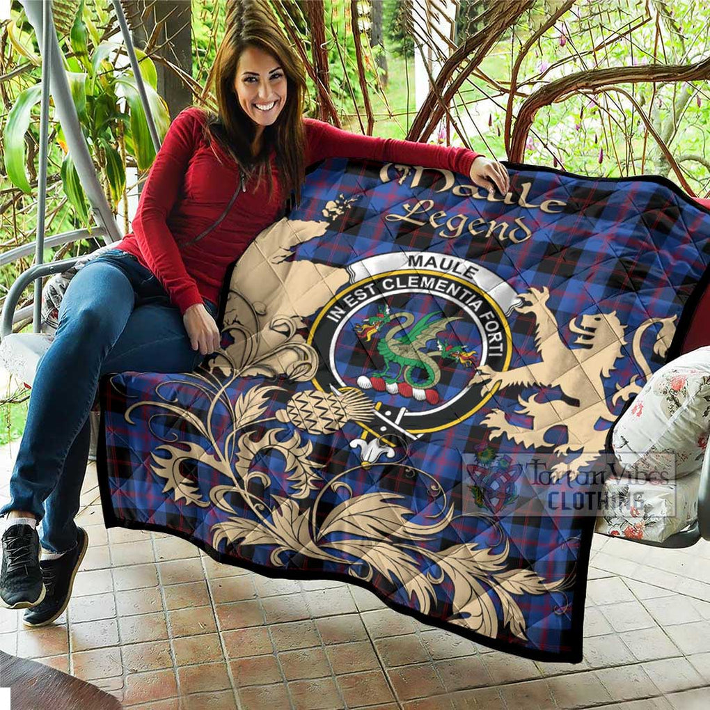Tartan Vibes Clothing Maule Tartan Quilt with Family Crest and Scottish Symbol Style