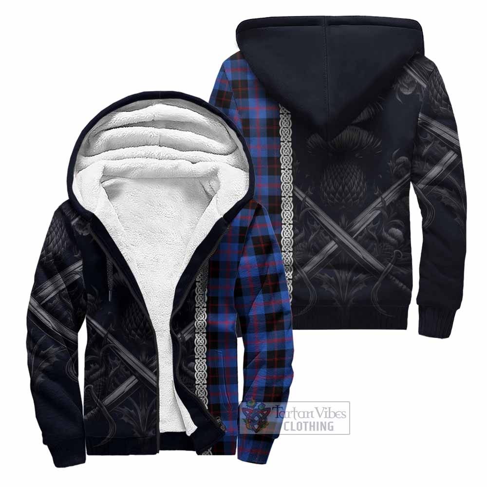Tartan Vibes Clothing Maule Tartan Sherpa Hoodie with Family Crest Cross Sword Thistle Celtic Vibes