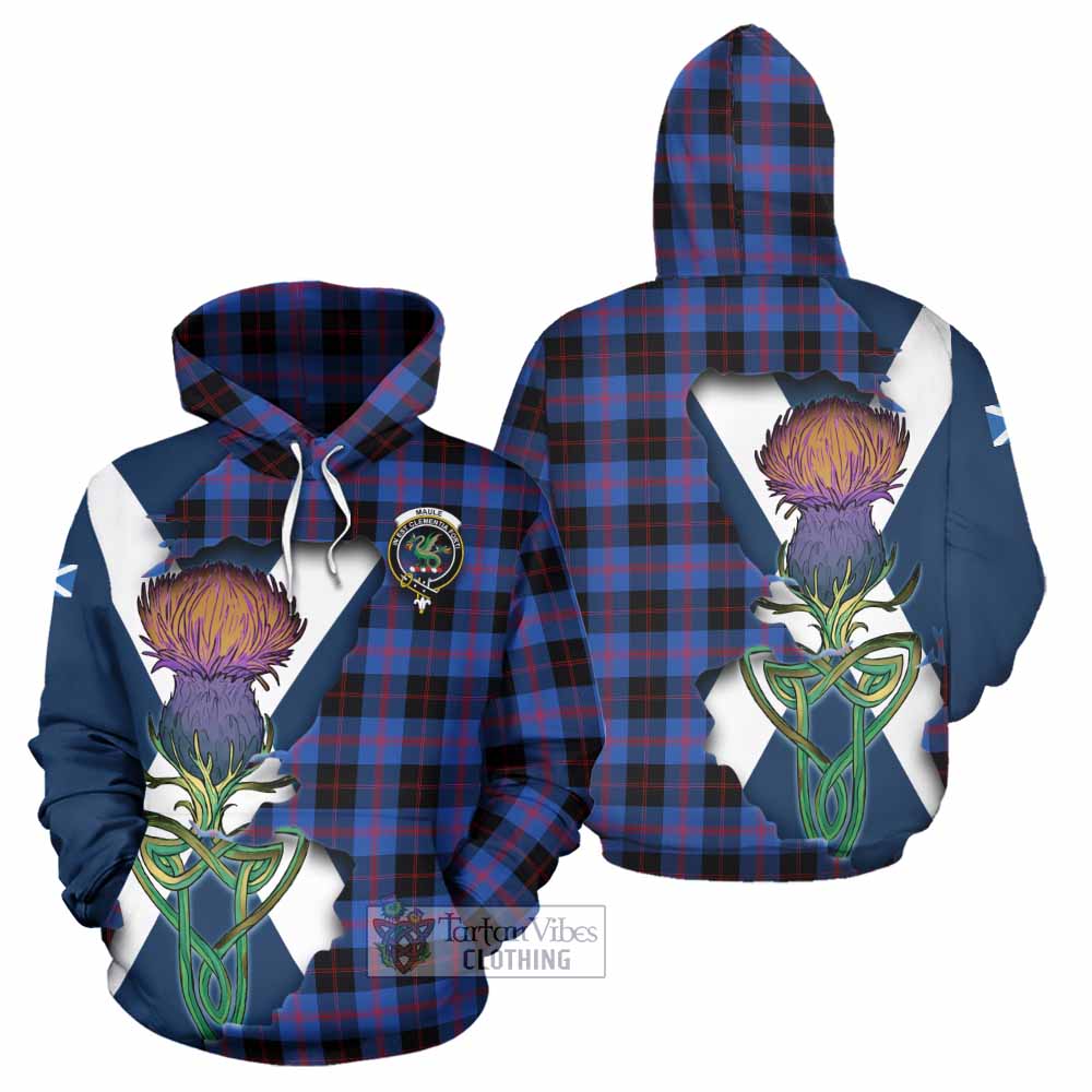 Tartan Vibes Clothing Maule Tartan Family Crest Hoodie Scottish Thistle Celtic Inspired