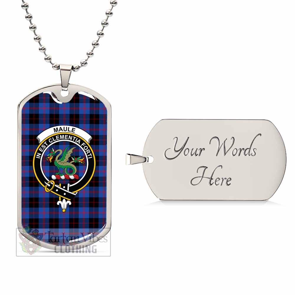 Tartan Vibes Clothing Maule Tartan Dog Tag Necklace with Family Crest