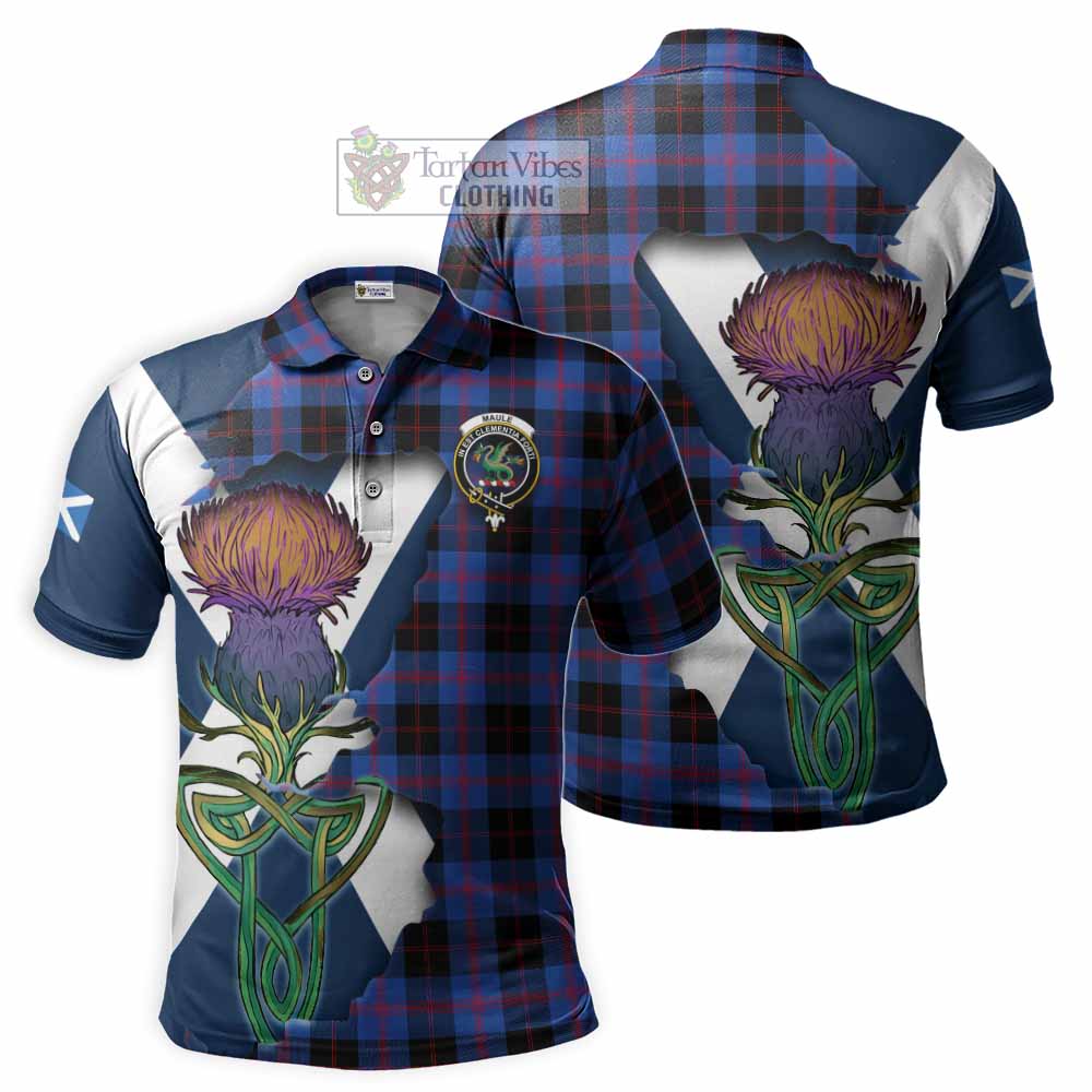 Tartan Vibes Clothing Maule Tartan Family Crest Polo Shirt Scottish Thistle Celtic Inspired