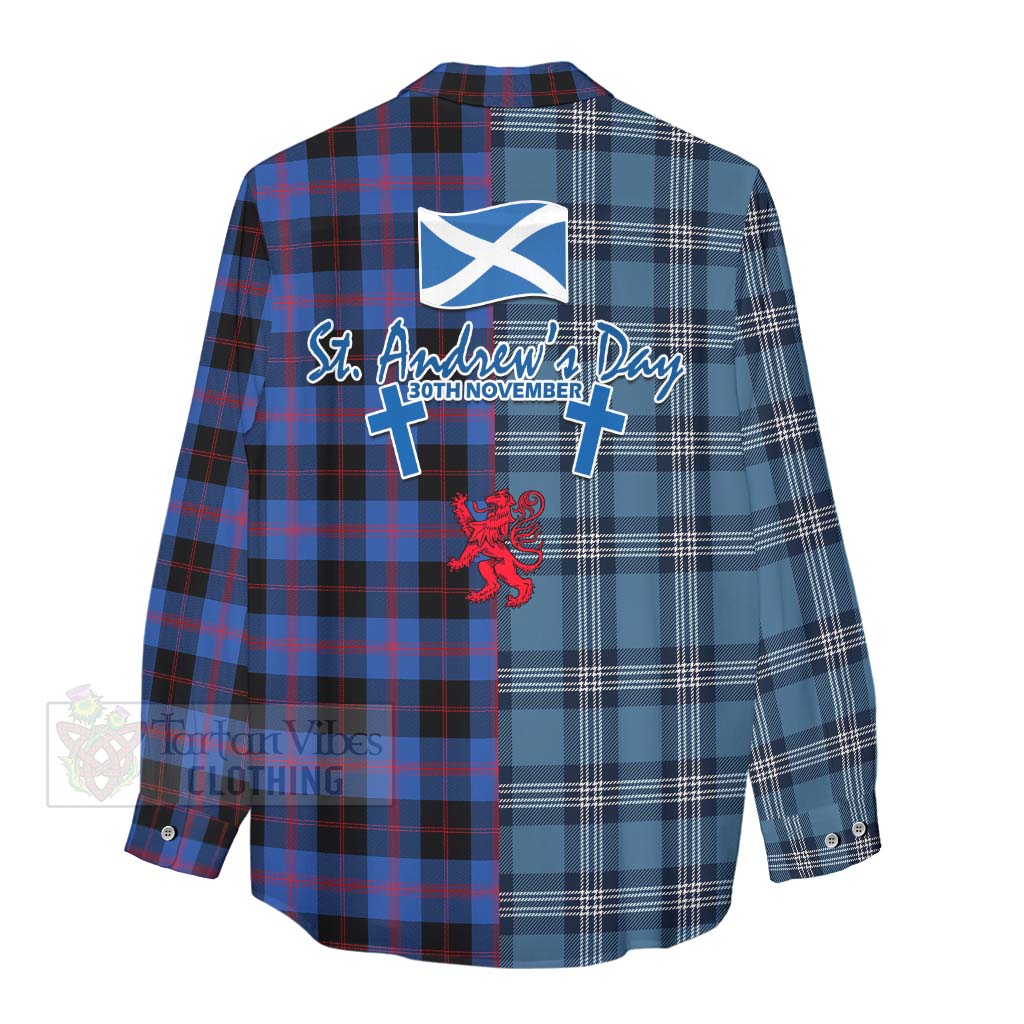 Tartan Vibes Clothing Maule Tartan Women's Casual Shirt Happy St. Andrew's Day Half Tartan Style