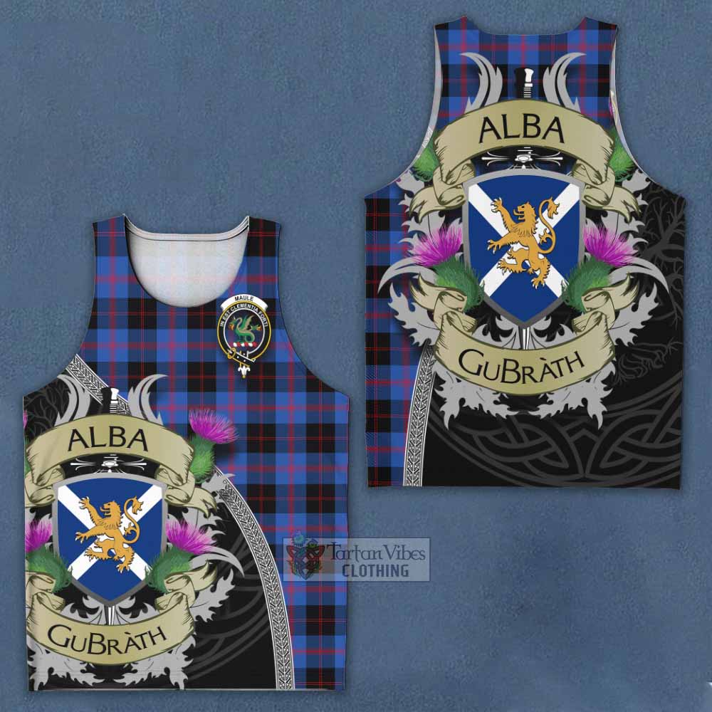 Tartan Vibes Clothing Maule Tartan Family Crest Men's Tank Top Lion Rampant Royal Thistle Shield Celtic Inspired