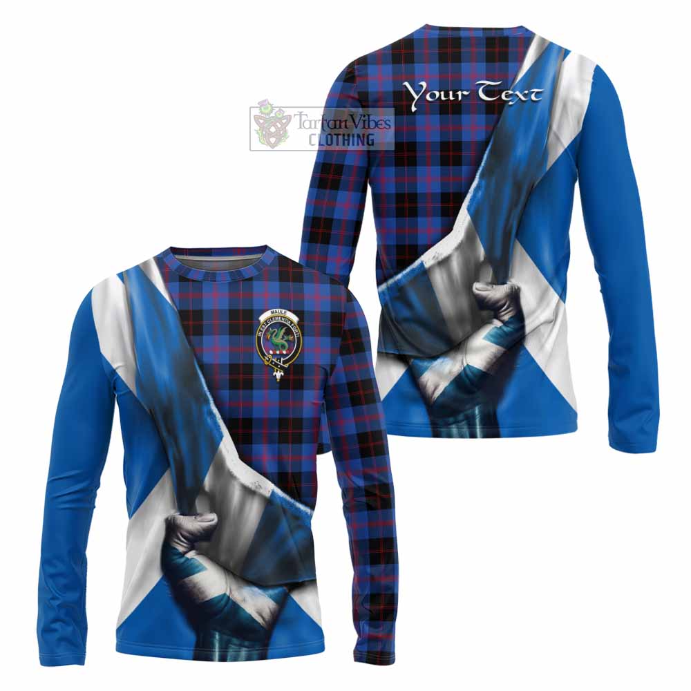 Tartan Vibes Clothing Maule Tartan Long Sleeve T-Shirt with Family Crest Scotland Patriotic Style