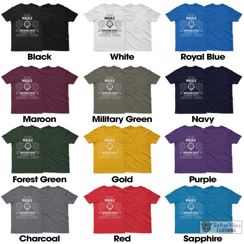 Maule Family Crest 2D Cotton Men's T-Shirt Wreaking Havoc Style - 2D-tartanvibesclothing
