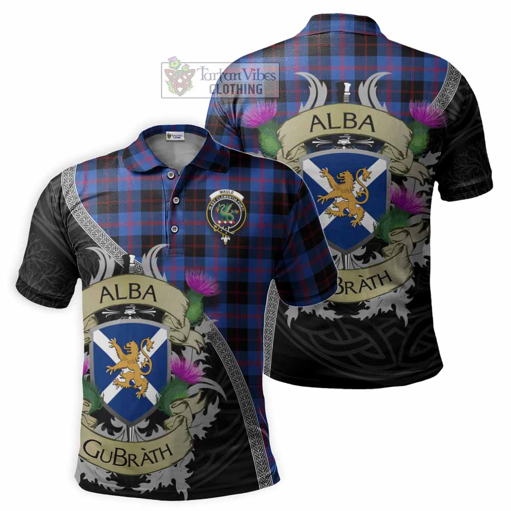 Tartan Vibes Clothing Maule Tartan Family Crest Polo Shirt Lion Rampant Royal Thistle Shield Celtic Inspired