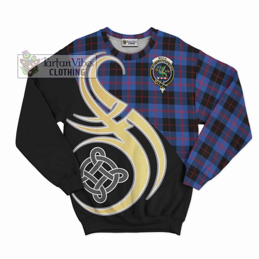 Maule Tartan Sweatshirt with Family Crest and Celtic Symbol Style - Tartan Vibes Clothing