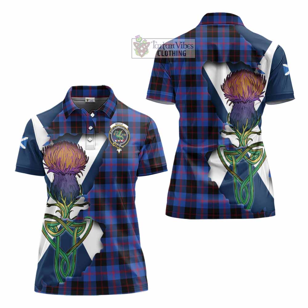 Tartan Vibes Clothing Maule Tartan Family Crest Women's Polo Shirt Scottish Thistle Celtic Inspired
