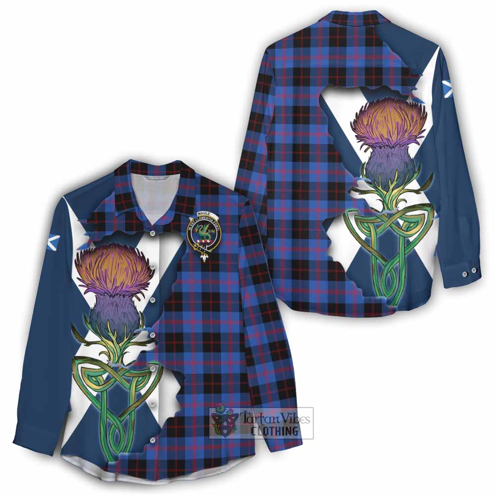 Tartan Vibes Clothing Maule Tartan Family Crest Women's Casual Shirt Scottish Thistle Celtic Inspired